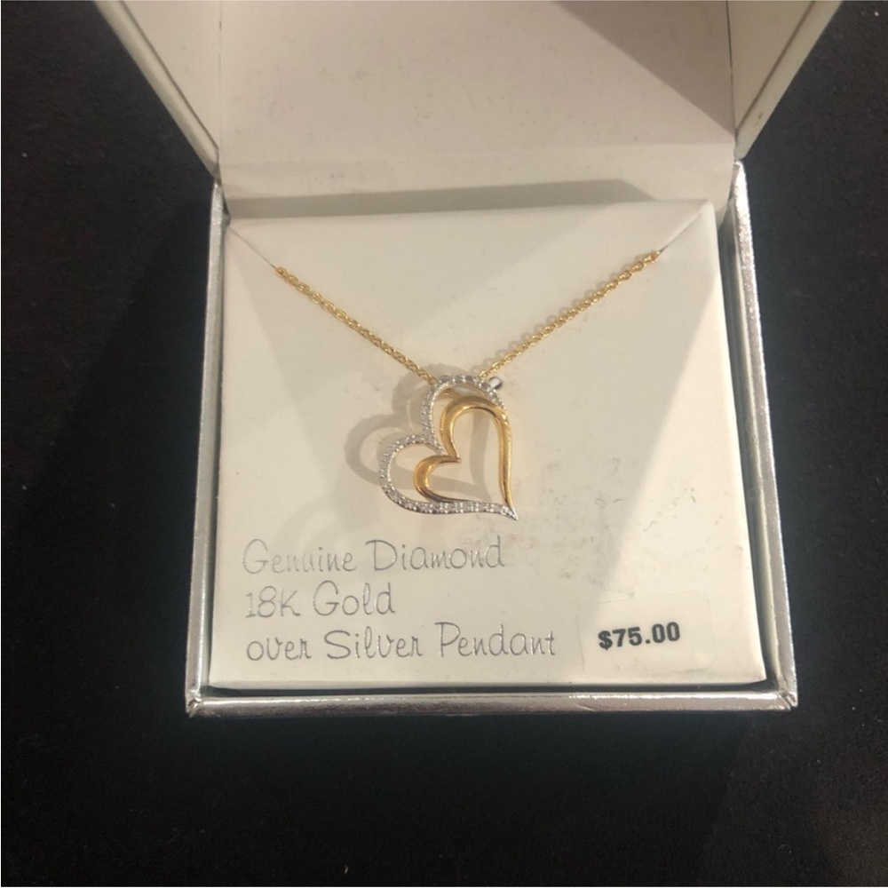 Gold and Silver Heart Pendant Necklace